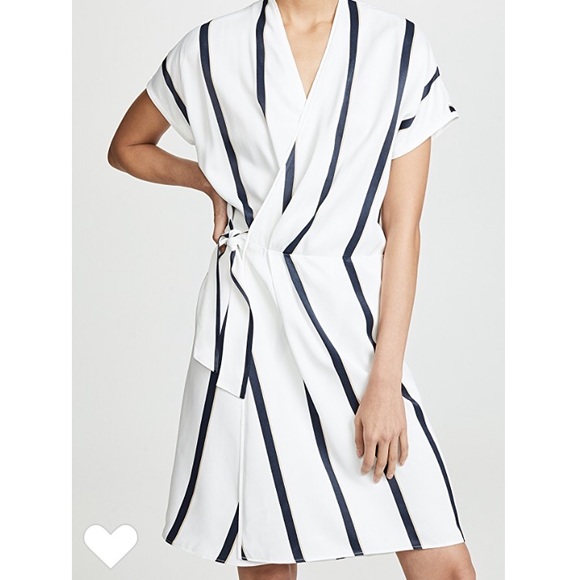 Equipment Dresses & Skirts - Equipment Femme Leonce Stripe Wrap Dress V Neck